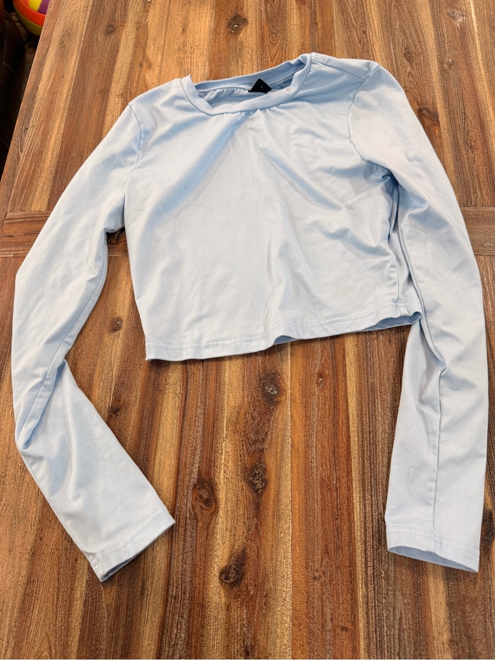 SHEIN Light Blue Long Sleeve Cropped Tee